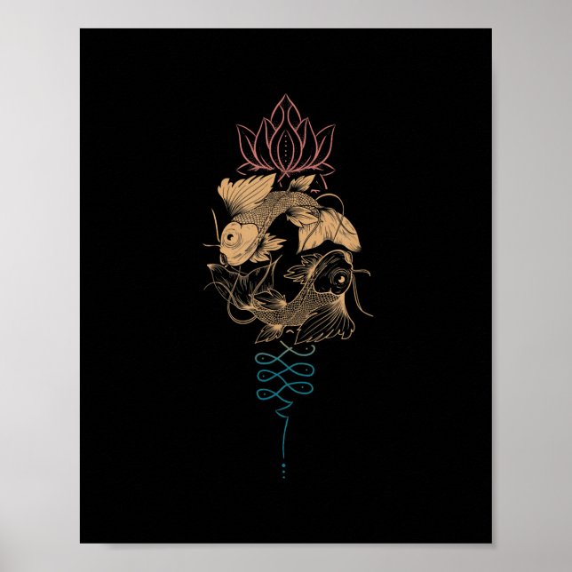 Unalome Zodiac Symbol Fische Fische Fische Poster (Vorne)