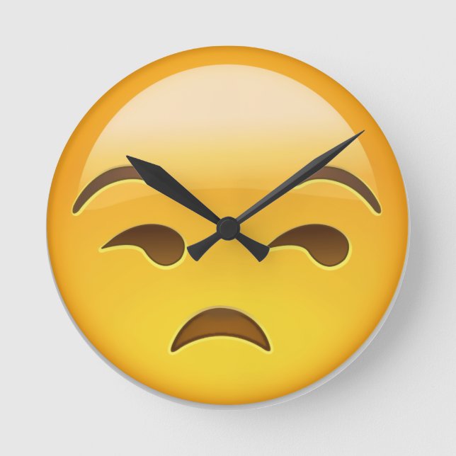 Unamüsiertes Gesicht Emoji Runde Wanduhr (Vorderseite)