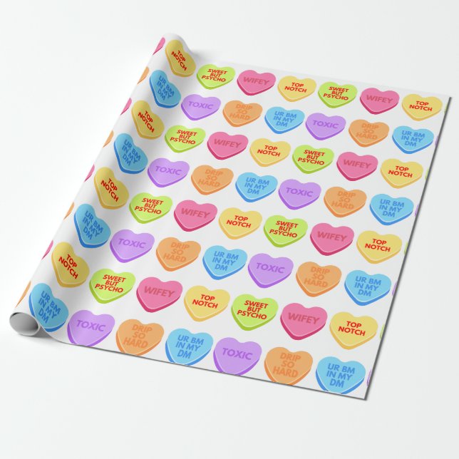 Unangemessene Gespräche mit Candy Hearts Geschenkpapier (Ungerollt)