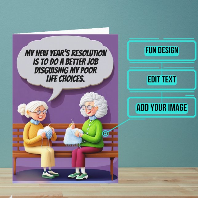 Unangenehme Entscheidungen im neuen Jahr Karte (Start the year off right by sending your loved ones this fun card.)