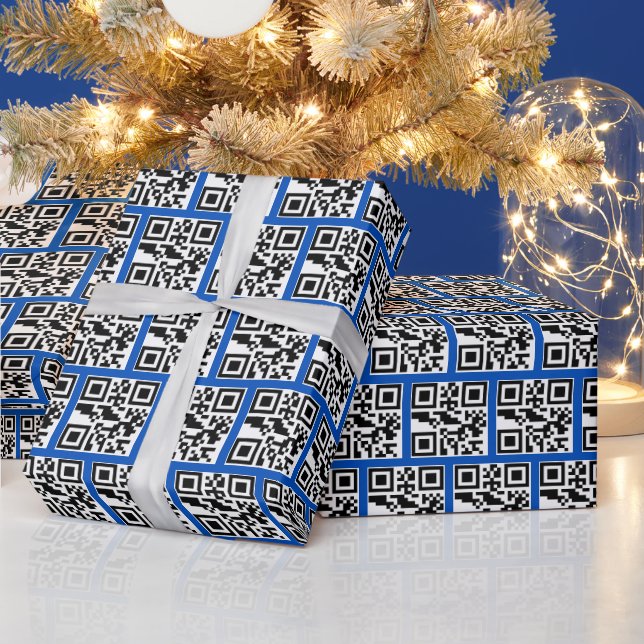 Unanständig oder Nizza QR-Codes auf blau Geschenkpapier (Feiertage)