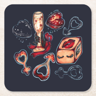 Unanständige Würfel & Champagner Erwachsenen Humor Rechteckiger Pappuntersetzer