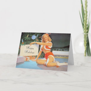 Unanständiger Weihnachtsbotschaft Pin-Up Grußkarte Feiertagskarte