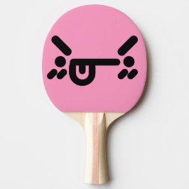 Unanständiges wütendes Gesicht Hellrosa Ping-Pong- Tischtennis Schläger