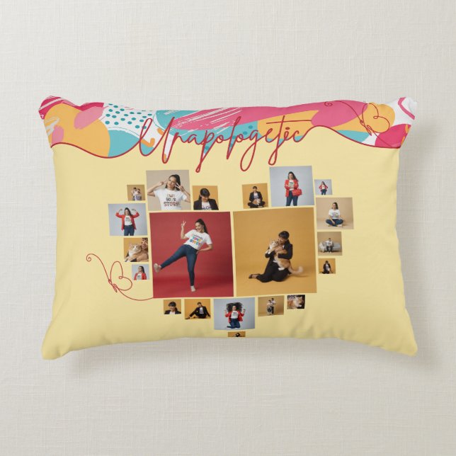 Unapologetic Personalized Feminine Photo Collage Dekokissen (Vorderseite)