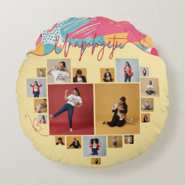 Unapologetic Personalized Feminine Photo Collage Rundes Kissen