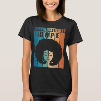 Unapologetisch dope Afro Woman Retro Streifen T-Shirt