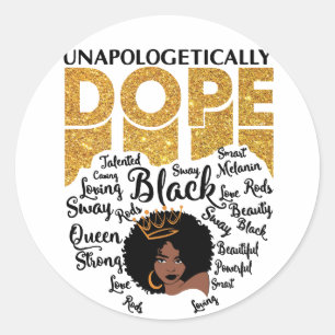 Unapologetisch dope Afro Women Runder Aufkleber