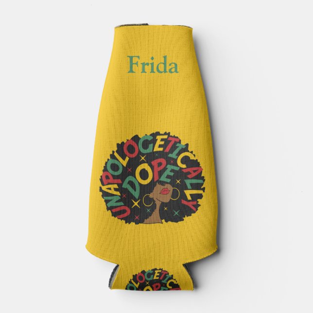 Unapologetisch dope Black Girl Afro Flaschenkühler (Vorderseite)