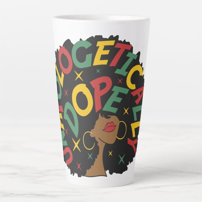 Unapologetisch dope Black Girl Afro Milchtasse (Vorderseite)