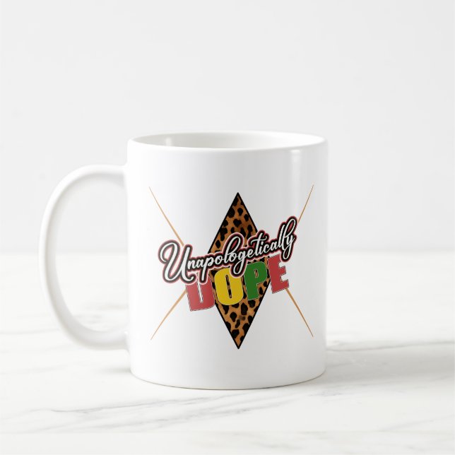 Unapologetisch dope Black History Montag Kaffeetasse (Links)