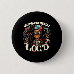 Unapologetisch Loc'd Black Afro Queen Black Hist Button