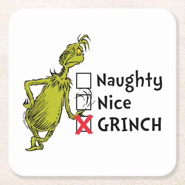 Unartig, Artig oder Grinch-Zitat Rechteckiger Pappuntersetzer (Vorderseite)