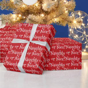 Unartig oder nett rote weiße süße Typografie lusti Geschenkpapier