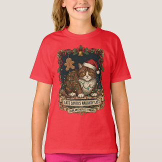 "Unartige Liste" Katzen-Weihnachtshumor. T-Shirt