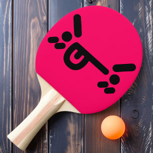 Unartige wütende Fratze Rosa Ping-Pong-Schläger Tischtennis Schläger