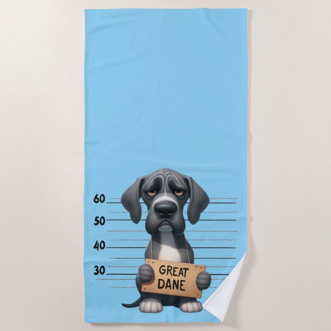 Unartiger Deutsche Dogge Strandtuch (Vorderseite)