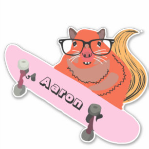 Unartiger Eichhörnchen #183 Skateboarding Aufkleber