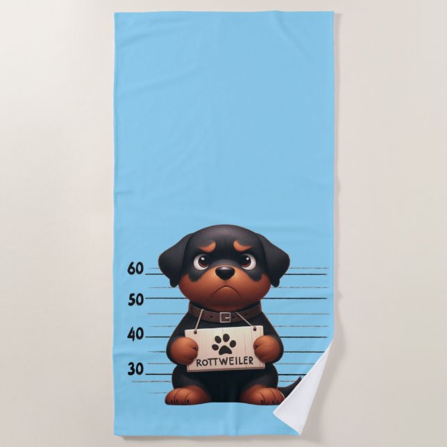 Unartiger Rottweiler Strandtuch (Vorderseite)