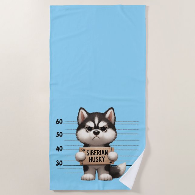 Unartiger Siberian Husky  Strandtuch (Vorderseite)