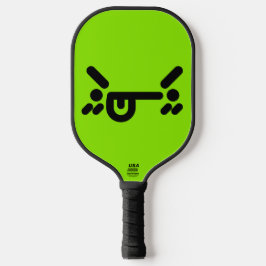 Unartiger wütender Gesichtsausdruck Grün Pickleball Schläger