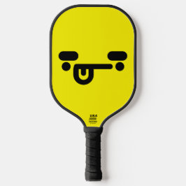 Unartiges verwirrtes Gesicht Gelb Pickleball Schläger
