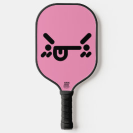 Unartiges wütendes Gesicht Hellrosa Pickleball Schläger