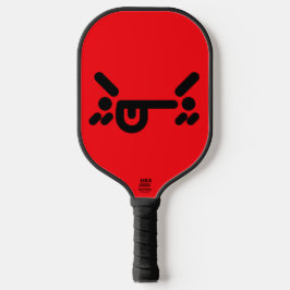 Unartiges wütendes Gesicht Rot Pickleball Schläger