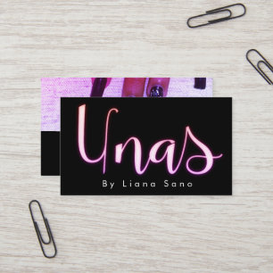 Unas Glow Script Salon Pink Nageldesignerin  Visitenkarte