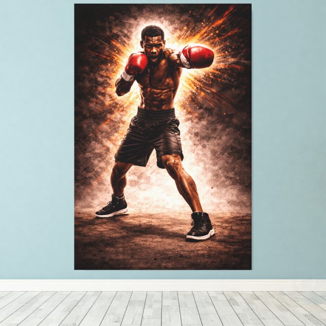 Unaufhaltsame Kraft – Boxen Power Leinwandbild Leinwanddruck (Insitu (Holzboden))