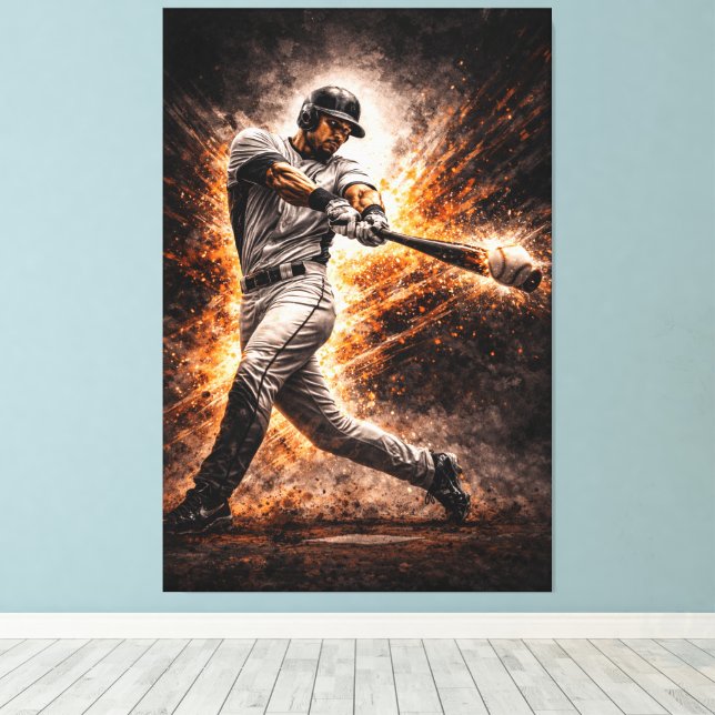 Unaufhörliche Wirkung – Baseball Power Swing Leinwanddruck (Insitu (Holzboden))