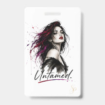 Unbändig. Vertikales Namensschild | Designer-ID-Sc