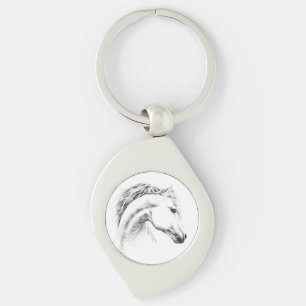 Unbedeutendes Bleistiftzeichnen des Pferdeporträts Schlüsselanhänger