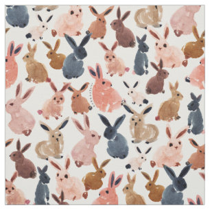 UNBEDINGTE BUNNIE Niedliche Pastel-Aquarellkaninch Stoff