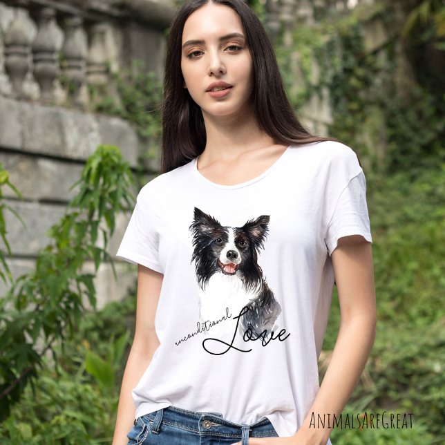 Unbedingte Liebe Border Collie Portrait T-Shirt (Von Creator hochgeladen)