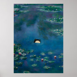 Unbeeindruckter Frosch, Monet Wasserlilie Frosch d Poster