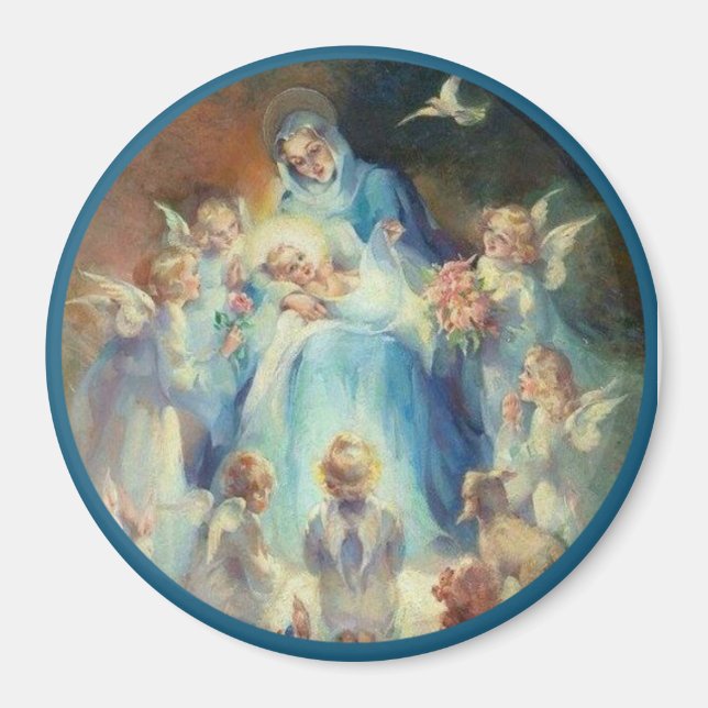 Unbefleckte Jungfrau Mary Angels Baby Jesus Magnet (Vorne)