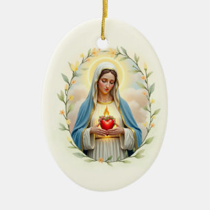 Unbeflecktes Herz Mariens Gottes Frieden und Segen Keramik Ornament