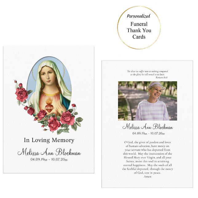 Unbeflecktes Herz Mary Beerdigungskarte Platzkarte (Von Creator hochgeladen)