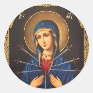 Unbeflecktes Herz Mary Unsere Lady of Traurows Sch Runder Aufkleber