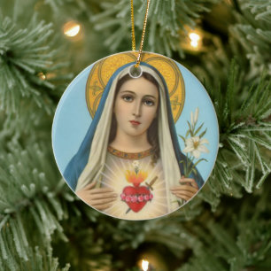 Unbeflecktes Herz von Mary Unsere Frau Keramik Ornament