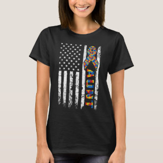 Unbehagliche US-Flagge Autismus Tante Bewusstsein T-Shirt