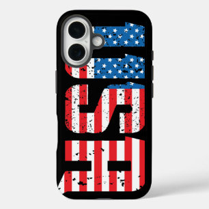 Unbehagliche USA mit amerikanischer Flagge iPhone 16 Hülle