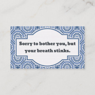 Unbehagliches Gespräch, stinkender Atem Telefonnummerkarte