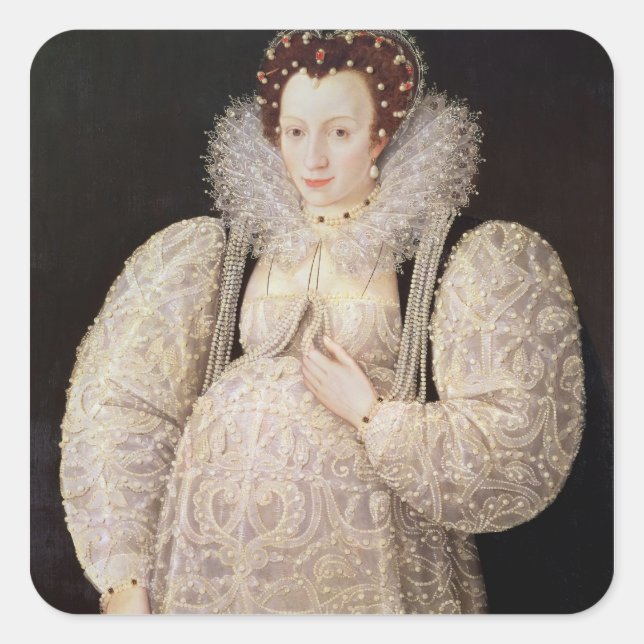 Unbekannte Lady, c.1595-1600 Quadratischer Aufkleber (Vorderseite)
