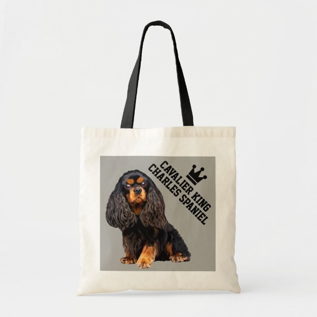 Unbekümmerte Königcharles Spaniel-illustrierte Tragetasche (Vorne)