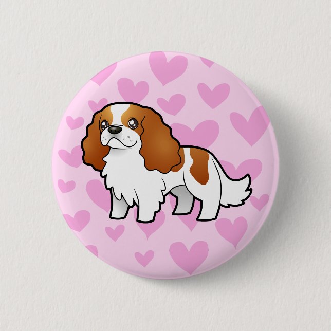 Unbekümmerte Königcharles Spaniel-Liebe Button (Vorderseite)