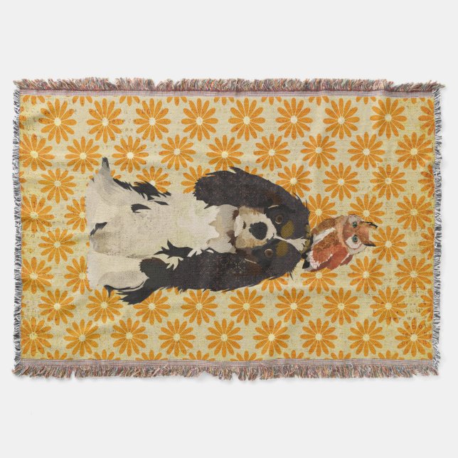 Unbekümmerte Spaniel-u. Eulen-Wurfs-Decke Decke (Vorderseite)