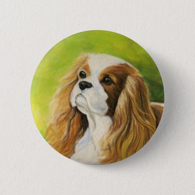 "Unbekümmerter Königcharles Spaniel-" Button (Vorderseite)
