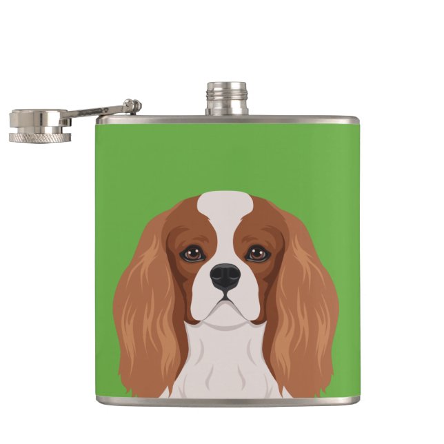 Unbekümmerter Königcharles Spaniel Flachmann (Geöffnet)